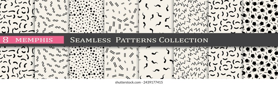 Vintage pattern set. Minimal retro line print. Memphis pattern unique collection.