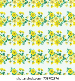 Vintage pattern in simple flowers of yellow buttercup. Striped millefleurs. Floral seamless background for romantic country wedding, textile, covers, manufacturing, wallpapers, print, gift wrap.