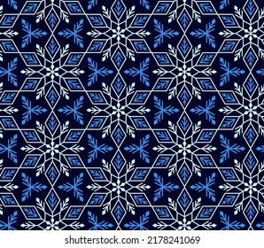 Vintage pattern of snowflakes - blue, ornament