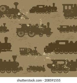  Vintage pattern with steam locomotives