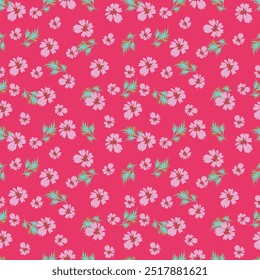 Vintage pattern. white flowers and blue leaves . red background. Seamless vector template for design and fashion prints