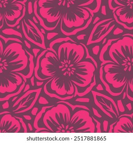 Vintage pattern. white flowers and blue leaves . red background. Seamless vector template for design and fashion prints