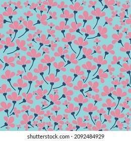 Vintage pattern. wonderful pink flowers . light blue background. Seamless vector template for design and fashion prints.