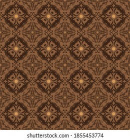 Vintage patterns design on Pekalongan batik with modern dark brown color concept.