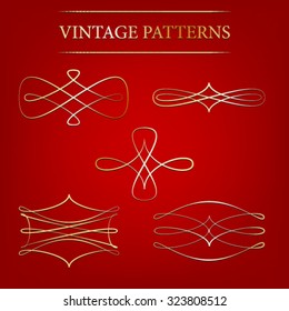  vintage patterns on red background