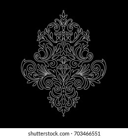Vintage patterns for wedding greeting card decoration on a black background.