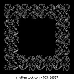 Vintage patterns for wedding greeting card decoration on a black background.