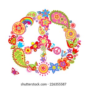 Vintage peace flower symbol