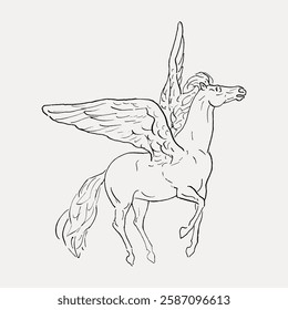 Vintage pegasus creature, vintage vector element. 