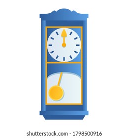 Vintage Pendulum Clock Vector in Flat Style with Blue and Yellow Gradient Color for Watch Store and Time Watch Apps