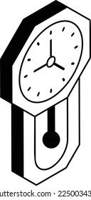 vintage pendulum wall clock isometric Concept, quartz clock Vector Icon Design, Interior design Symbol, Home Office decoration Sign, Residential and Commercial Decor Elements stock illustration
