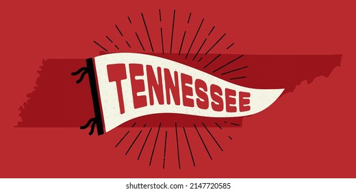 Vintage pennant Tennessee, USA. Retro colors labels. Vintage hand drawn wanderlust style. Isolated on white background. Good for t shirt, mug, other identity. 