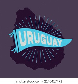 Vintage pennant Uruguay. Retro colors labels. Vintage hand drawn wanderlust style. Isolated on white background. Good for t shirt, mug, other identity. 