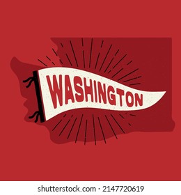 Vintage pennant Washington, USA. Retro colors labels. Vintage hand drawn wanderlust style. Isolated on white background. Good for t shirt, mug, other identity. 