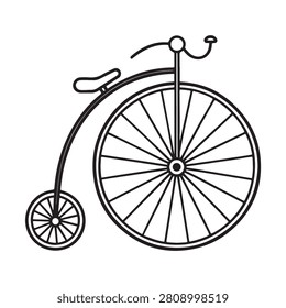 Vintage penny farthing bicycle with large front wheel and small rear wheel iconic Victorian era design classic bike