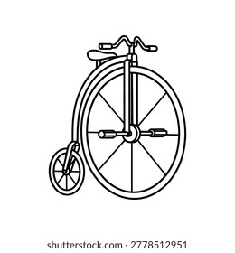 Vintage penny-farthing bicycle with large front wheel and small rear wheel
