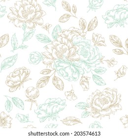 Vintage Peony Seamless Pattern