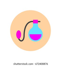Vintage perfume spray bottle flat icon. Round colorful button, circular vector sign, logo illustration. Flat style design