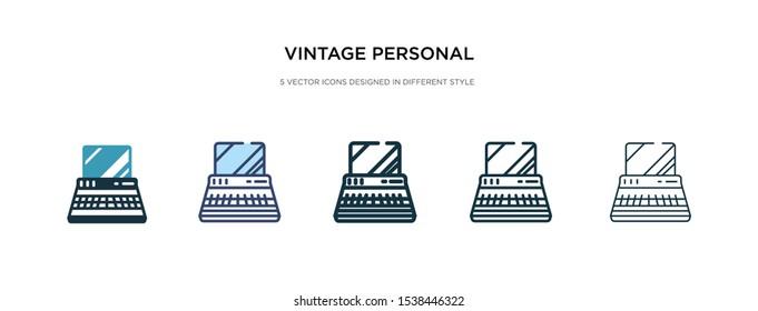 vintage personal computer icon in different style vector illustration. two colored and black vintage personal computer vector icons designed in filled, outline, line and stroke style can be used for