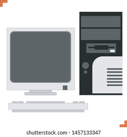 Vintage Personal Computer With Keyboard, tower CPU 