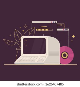 vintage personal computer vector illustration