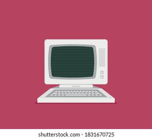 Vintage personal computer. Vector illustration.