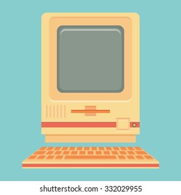 Vintage personal computer. Vector illustration.