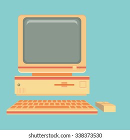 Vintage personal computer. Vector illustration.