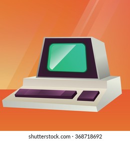Vintage Personal Computer. Vector Illustration.