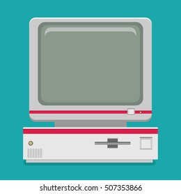 Vintage Personal Computer Vector Illustration Stock Vector (Royalty