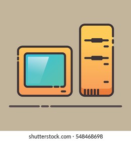 Vintage personal computer. Vector illustration.