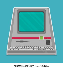 Vintage personal computer. Vector illustration.