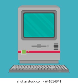 Vintage personal computer. Vector illustration.