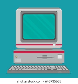 Vintage personal computer. Vector illustration.