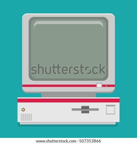 Vintage personal computer. Vector illustration.