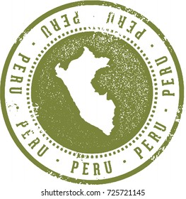 Vintage Peru Country Travel Stamp