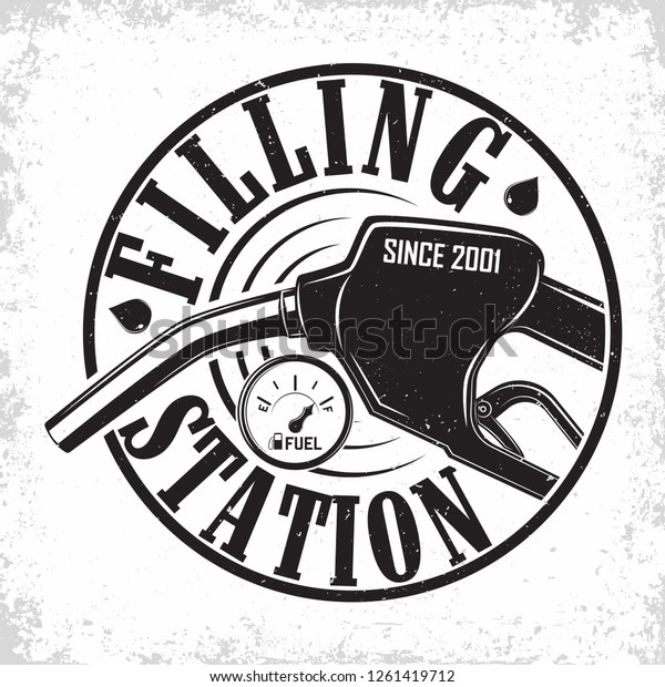 Vintage Petrol Station Logo Design Emblem Stock Vector Royalty Free 1261419712