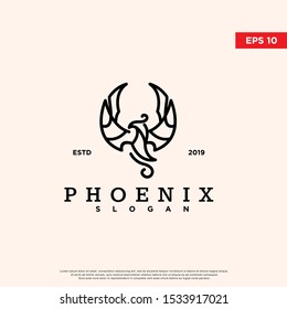 vintage phoenix logo. using monoline style. original icon, template design