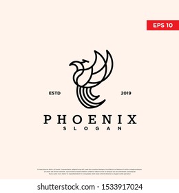 vintage phoenix logo. using monoline style. original icon, template design