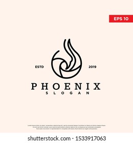 vintage phoenix logo. using monoline style. original icon, template design