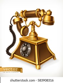 Vintage phone 3d vector icon