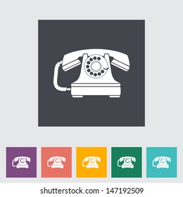 Vintage phone flat icon. Vector illustration.