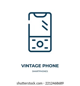 Vintage Phone Icon. Linear Vector Illustration From Smartphones Collection. Outline Vintage Phone Icon Vector. Thin Line Symbol For Use On Web And Mobile Apps, Logo, Print Media.