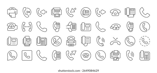 Pacote de Ícones de Linha de Telefone Vintage. Outline Signs para Gráficos e Web Design, Apps, Anúncios, Vários Cartões 