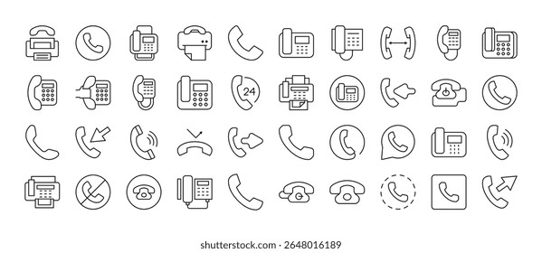 Coleção de Ícones de Linha de Telefone Vintage. Outline Signs para Gráficos e Web Design, Apps, Anúncios, Vários Cartões 