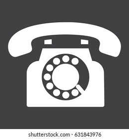 Vintage Phone solid icon, Contact us and website button, vector graphics, a filled pattern on a black background, eps 10.