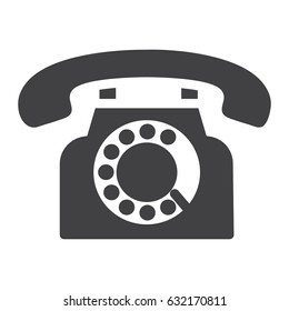 Vintage Phone solid icon, Contact us and website button, vector graphics, a filled pattern on a white background, eps 10.