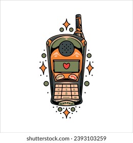 vintage phone tattoo vector design