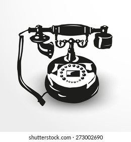 Vintage phone. Vector illustration. Retro telecommunications equipment.