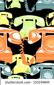 vintage phones seamless pattern